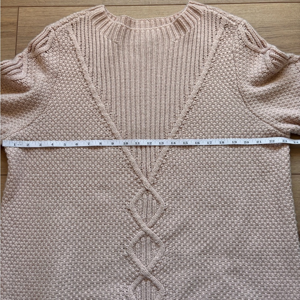 KARL LAGERFELD Paris Blush Pink Oversized Cable Knit Sweater – Women’s Size XL - Picture 8 of 10